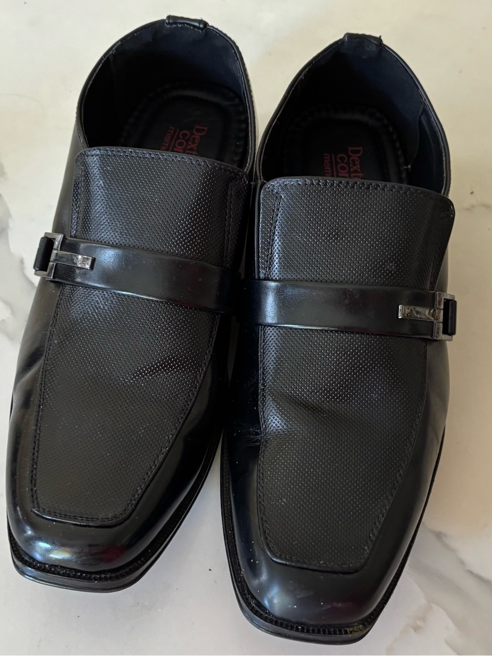 Dexter Comfort Zeke slip-on dress shoes featuring a perforated vamp size 11W